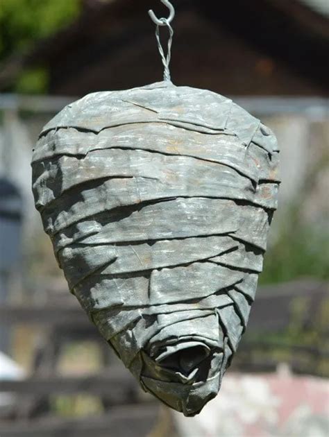 making a fake wasp nest out of plastic bags|imitation wasp nest.